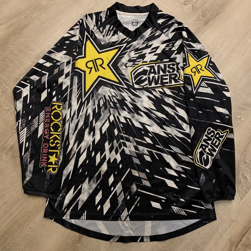 Answer Racing Rockstar Energy Jersey Men's Medium M Black White Long Sleeve MX